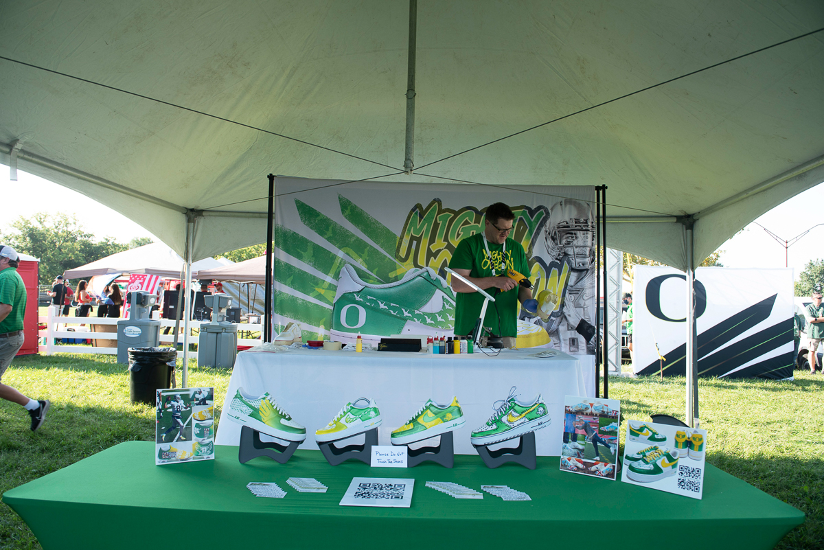 Kiosk at the Mighty Oregon tailgate
